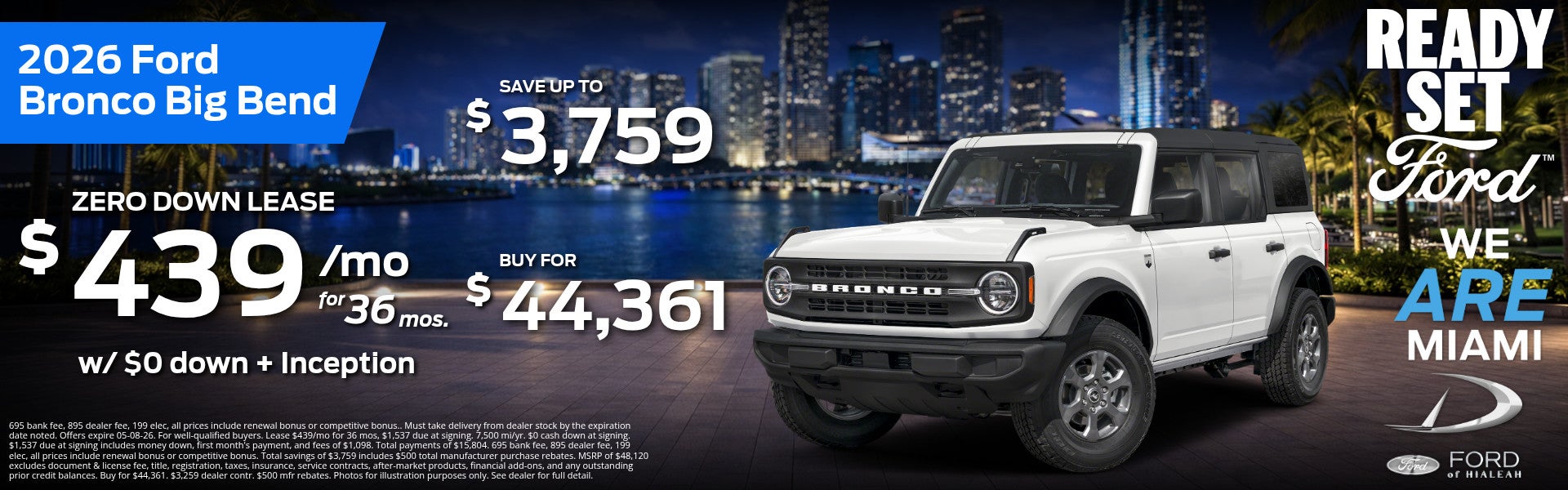 Ford of Hialeah 2026 Ford Bronco Big Bend: 3 Offers