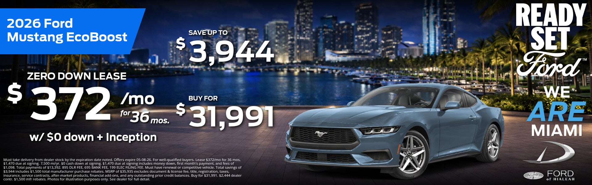 Ford of Hialeah 2026 Ford Mustang EcoBoost: 3 Offers